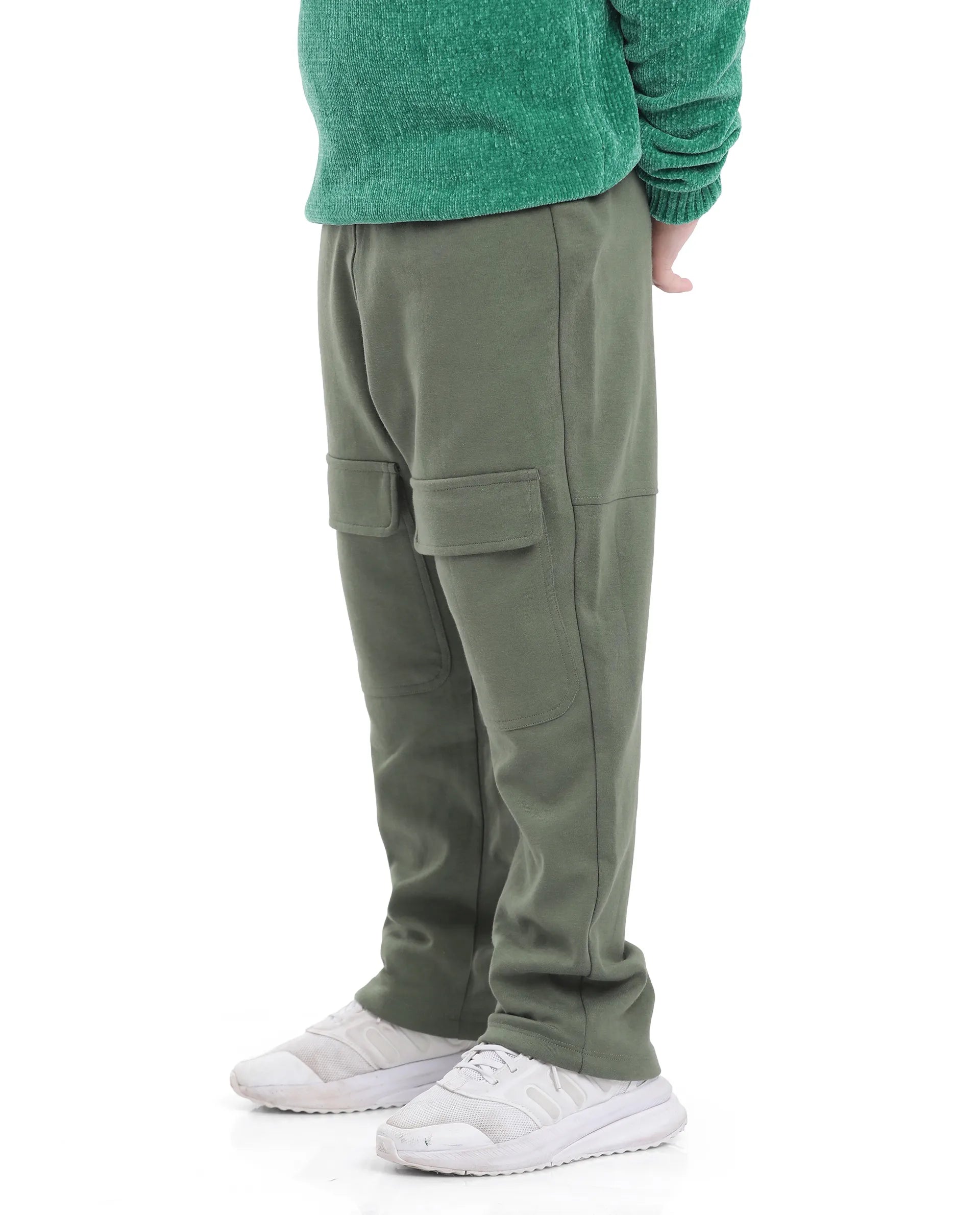 Rare Ones Kids Tami Green Cotton Poly Regular Fit Multipocket Solid Trackpant