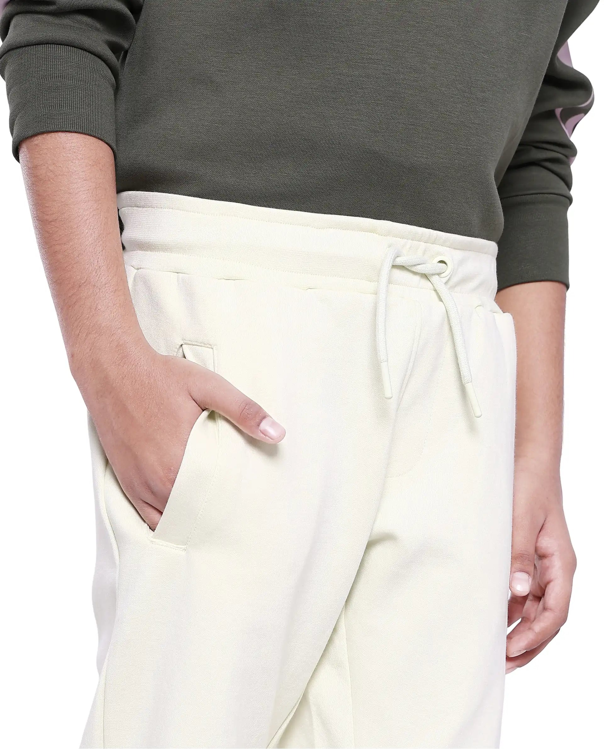 Rare Ones Kids Tami Light Yellow Cotton Poly Regular Fit Multipocket Solid Trackpant