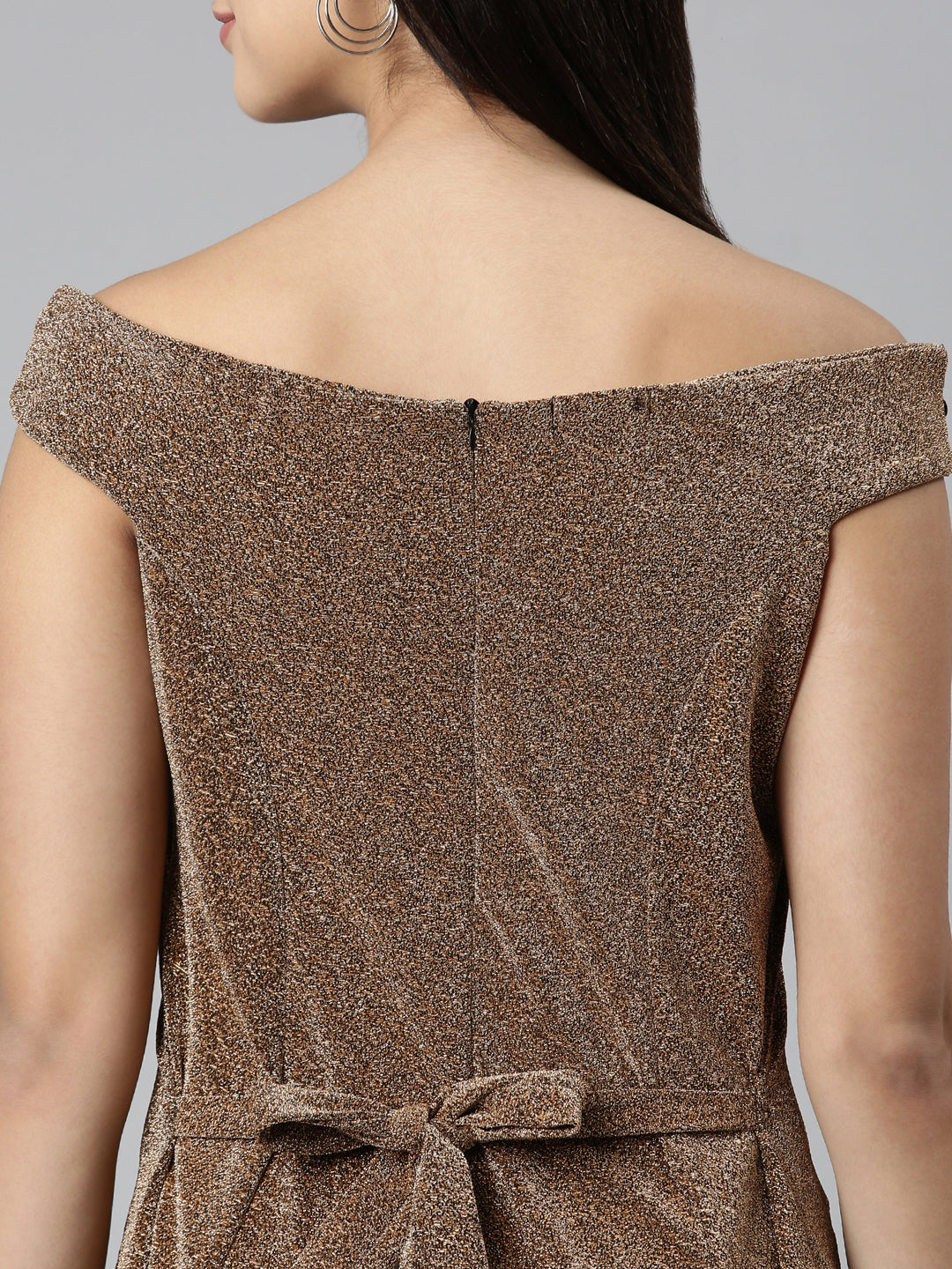 Women's Brown Off-Shoulder A-Line Mini Dress