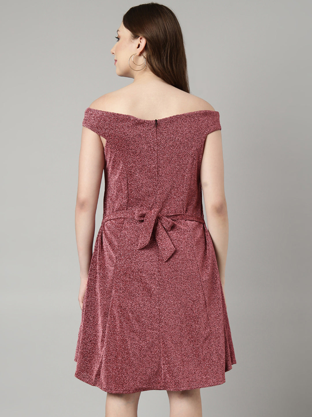 Women's Pink Off-Shoulder A-Line Dress