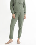Rareism Women's Terac Dusky Green Polyester Blend Plain Ankle Length Regular Fit Track Pant