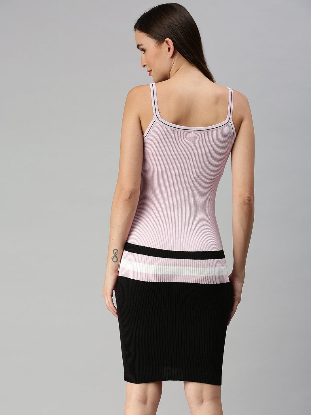 Women's Lavender Striped A-Line Dress