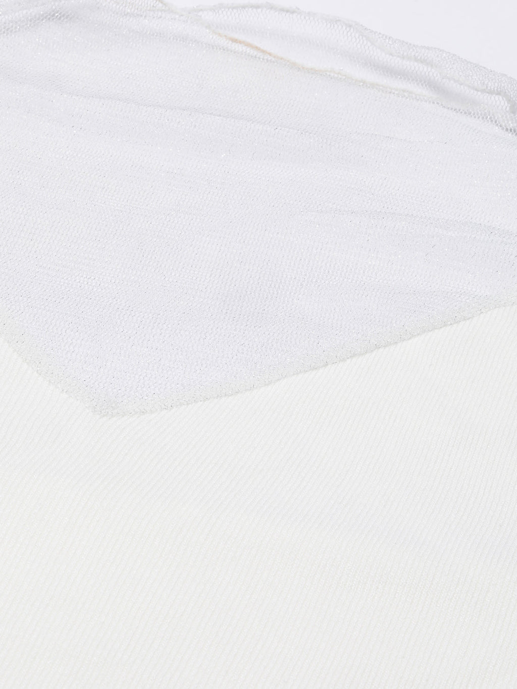 Women's White High Neck Net Top