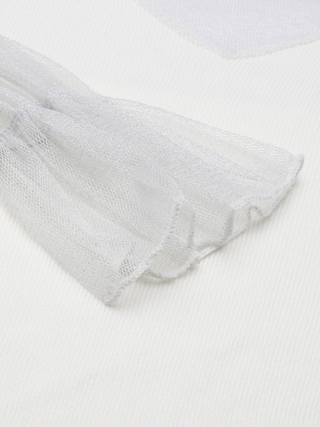 Women's White High Neck Net Top