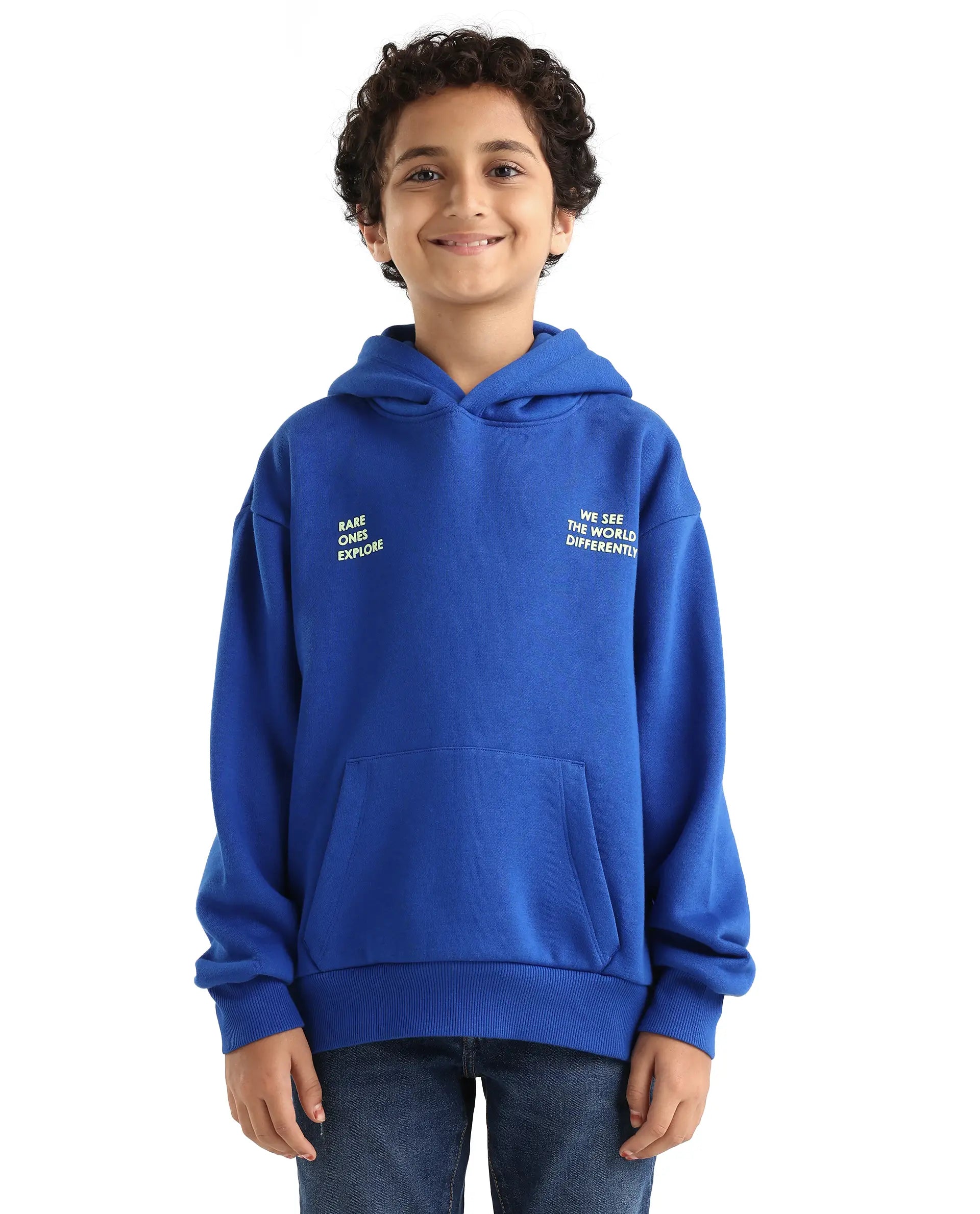 Rare Ones Kids Tito Dark Blue Cotton Blend Pull-On Closure Hd Print Full Sleeves Oversized Sweatshirt