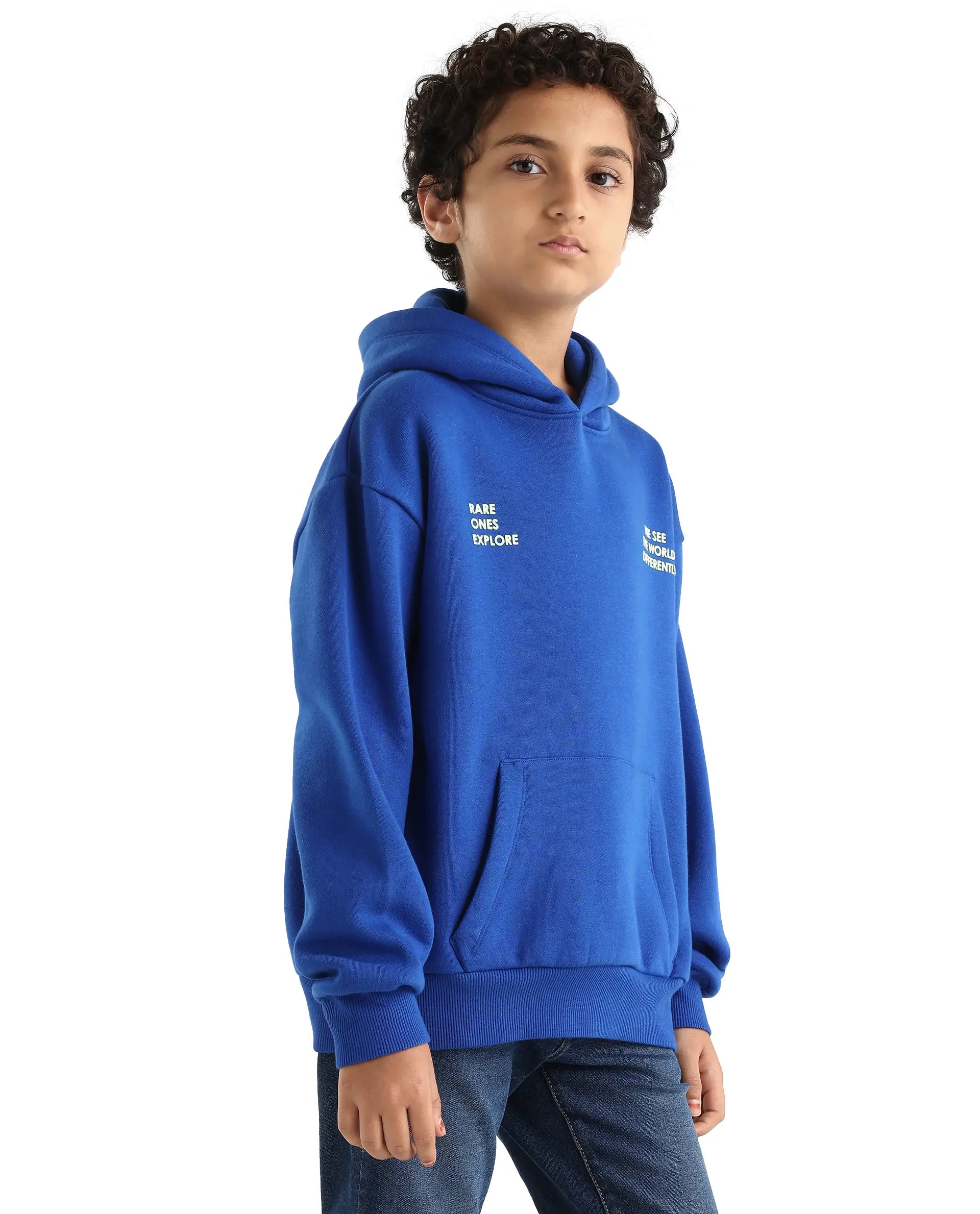 Rare Ones Kids Tito Dark Blue Cotton Blend Pull-On Closure Hd Print Full Sleeves Oversized Sweatshirt