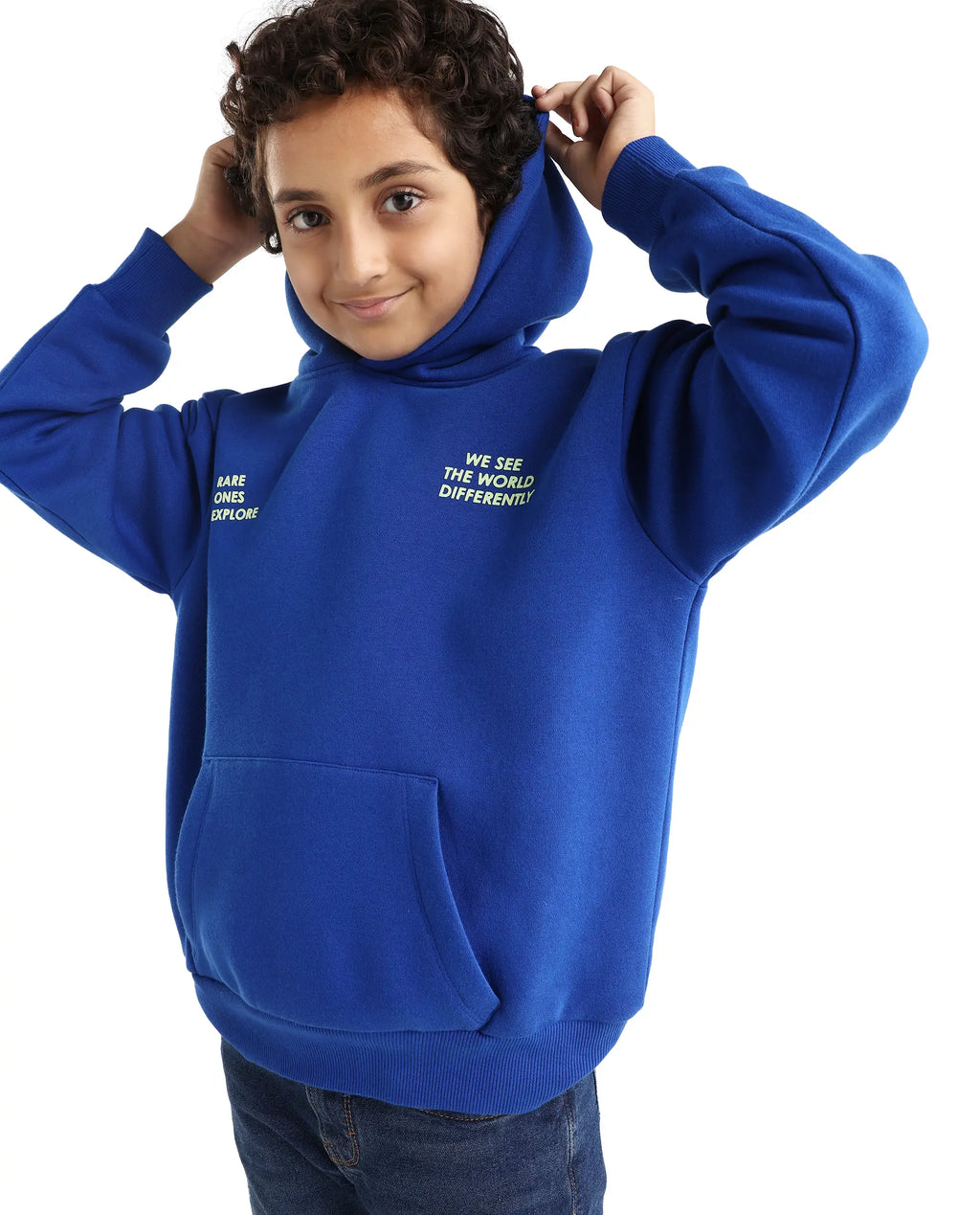 Rare Ones Kids Tito Dark Blue Cotton Blend Pull-On Closure Hd Print Full Sleeves Oversized Sweatshirt