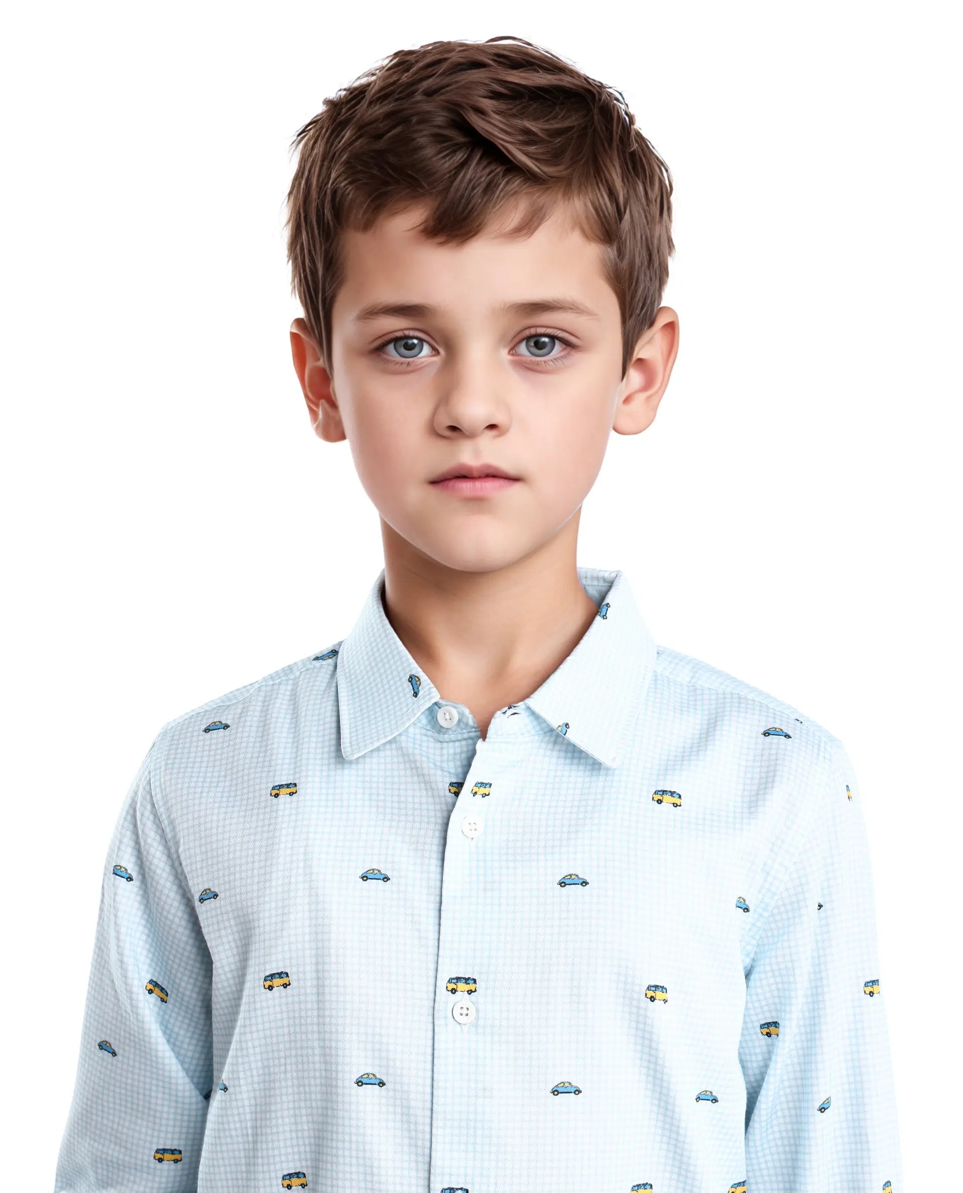 Rare Ones Kids Traf Light Blue Cotton Printed Button Closure Regular Fit Shirt