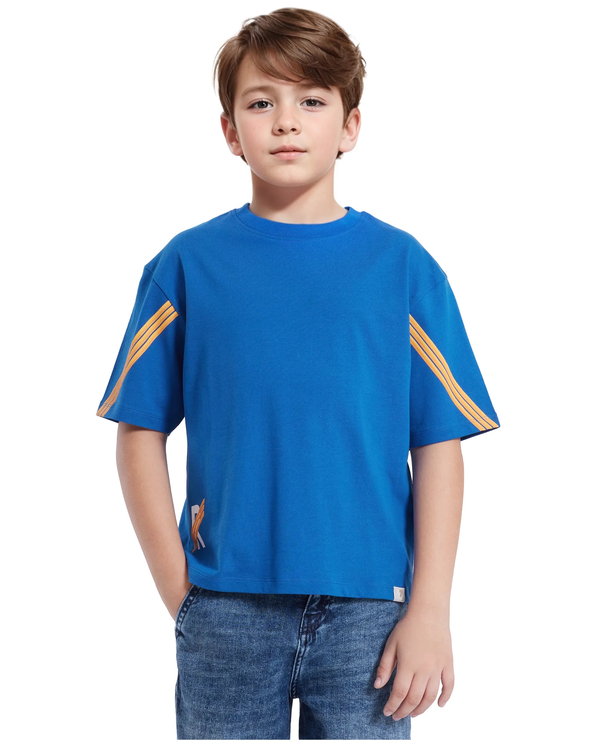 Rare Ones Kids Tsum Blue Cotton Half Sleeve Slip-On Printed Boxy Fit T-Shirt
