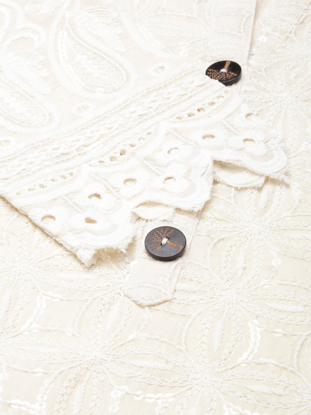 Women's Straight Cream Embellished Kurta
