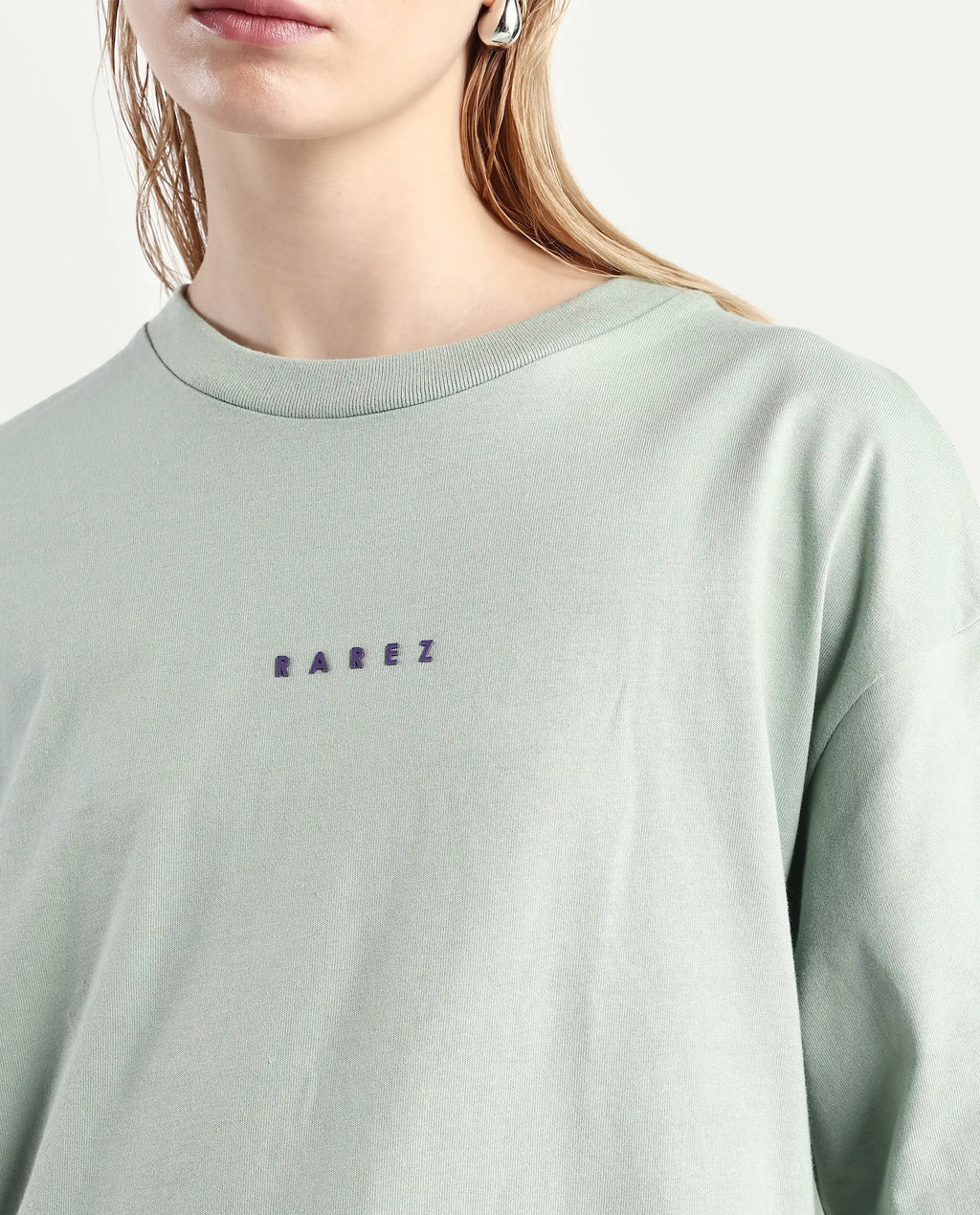 Rareism Women's Voltz Green Cotton Graphic Print Oversized T-Shirt