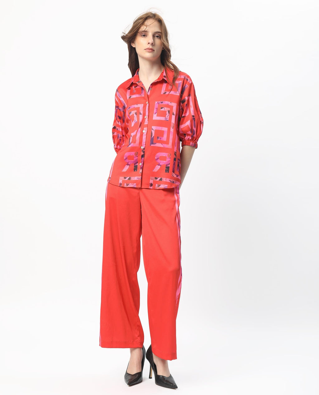 Rareism Women's Wallace Pink Polyester Floral Print Ankle Length Regular Fit Trouser