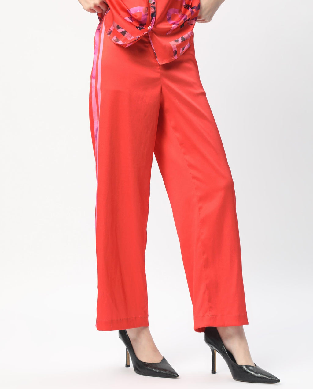 Rareism Women's Wallace Pink Polyester Floral Print Ankle Length Regular Fit Trouser