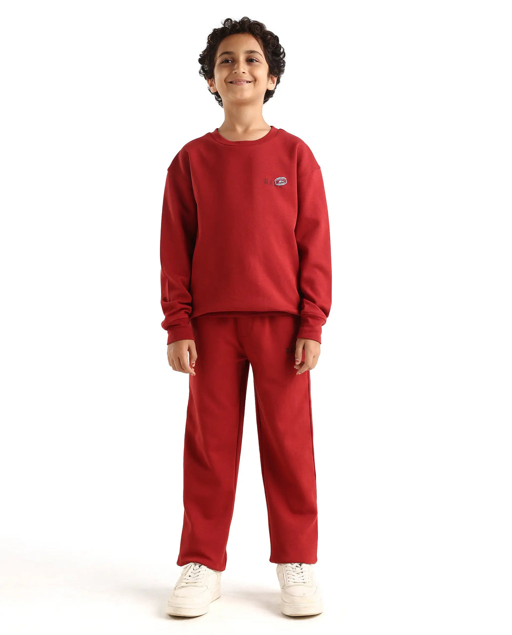 Rare Ones Kids Waro-B Dark Red Cotton Blend Printed Straight Fit Trackpant