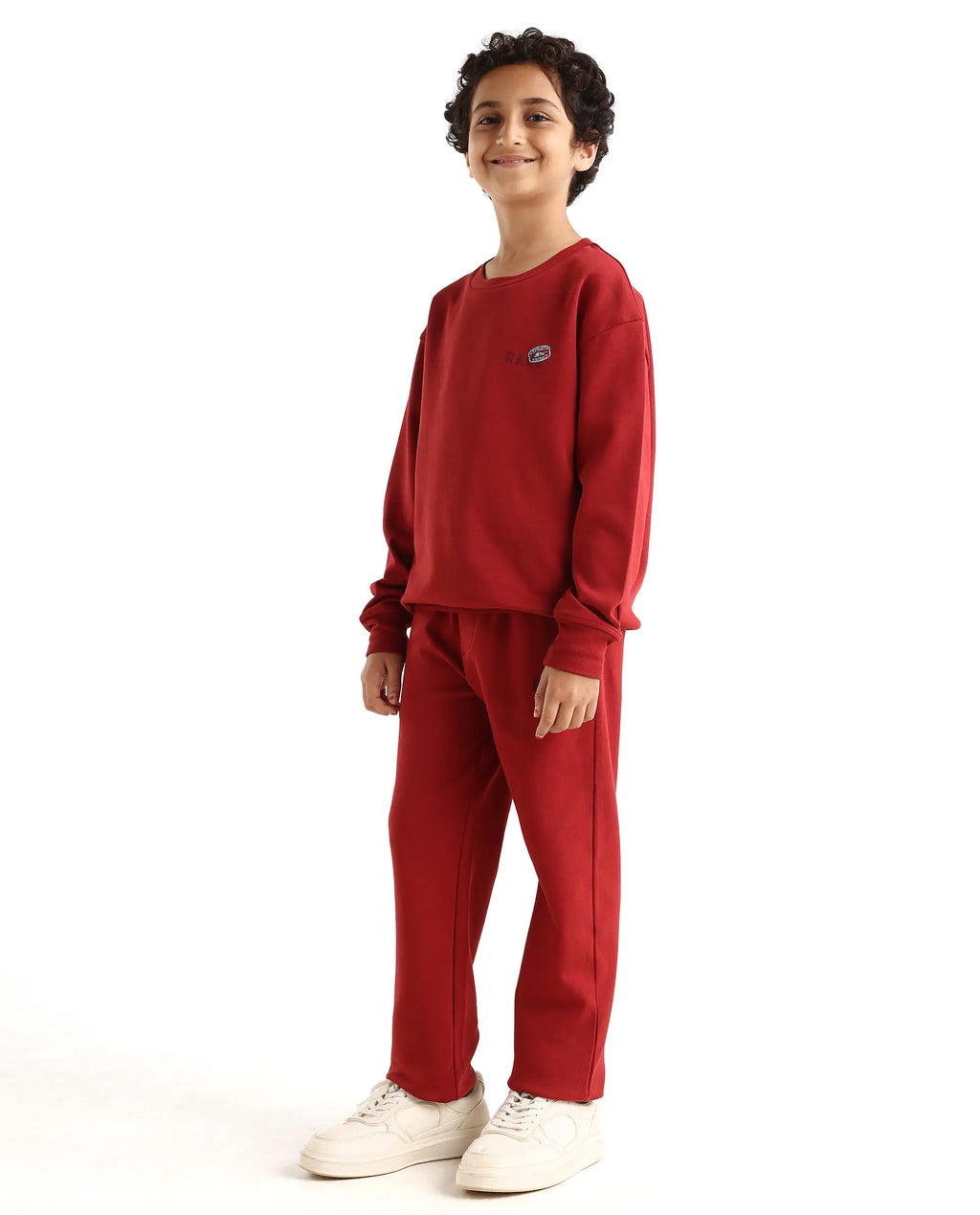 Rare Ones Kids Waro-B Dark Red Cotton Blend Printed Straight Fit Trackpant
