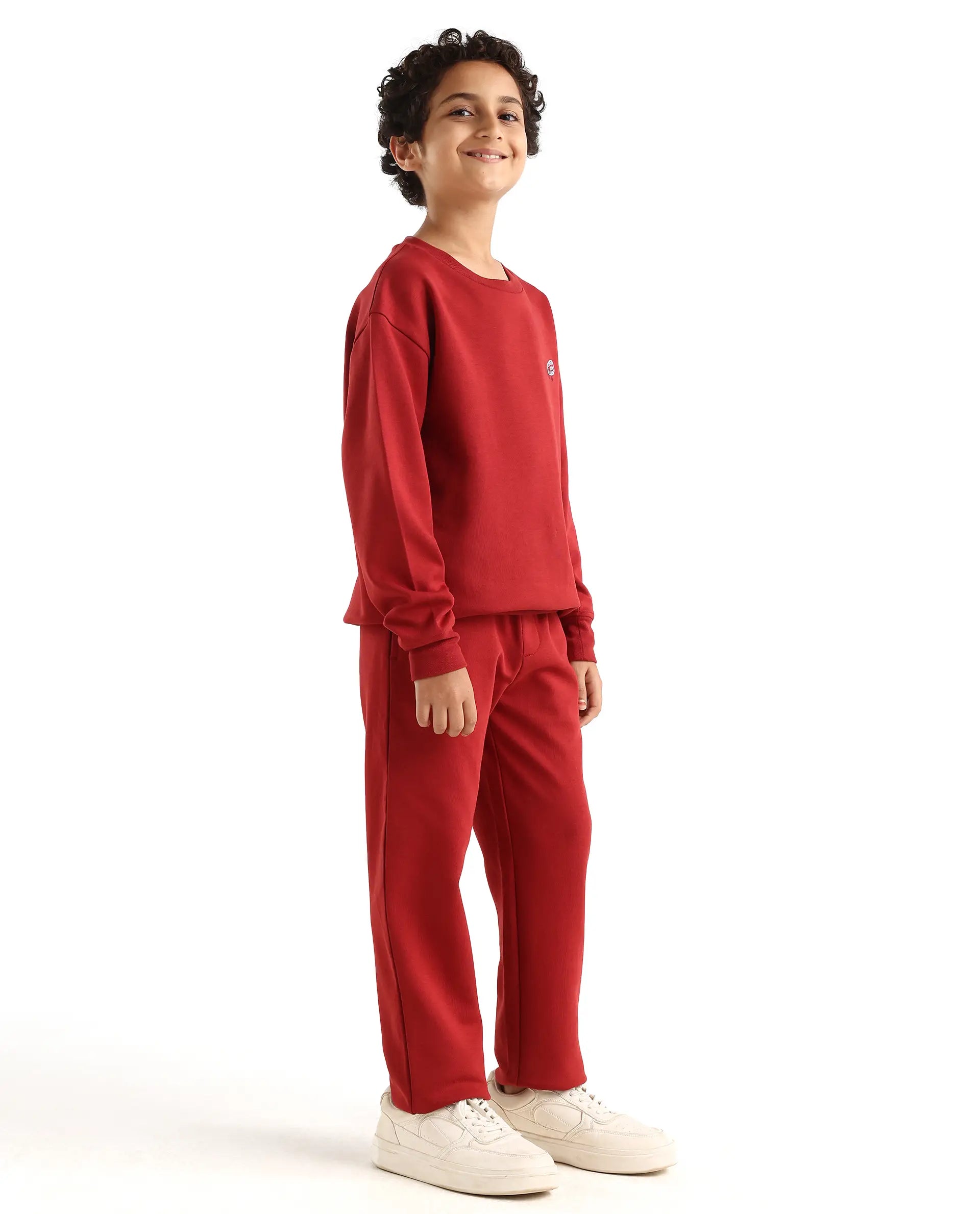 Rare Ones Kids Waro-B Dark Red Cotton Blend Printed Straight Fit Trackpant