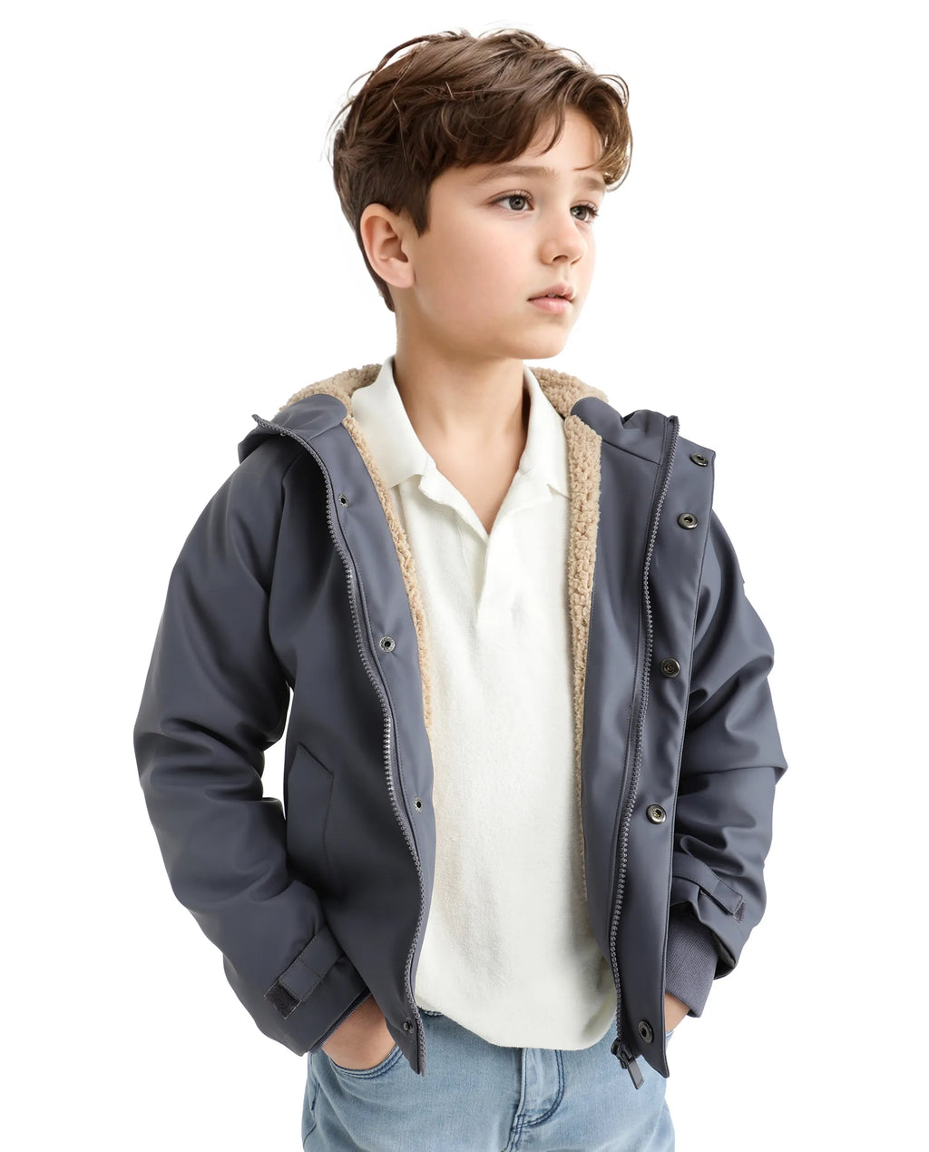 Rare Ones Kids Wrick Navy Polyester Full Sleeve Solid Jacket