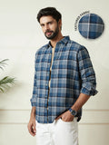 Checked Dobby Pattern Shirt | Blue