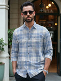 Textured Checks Cotton Shirt | Blue
