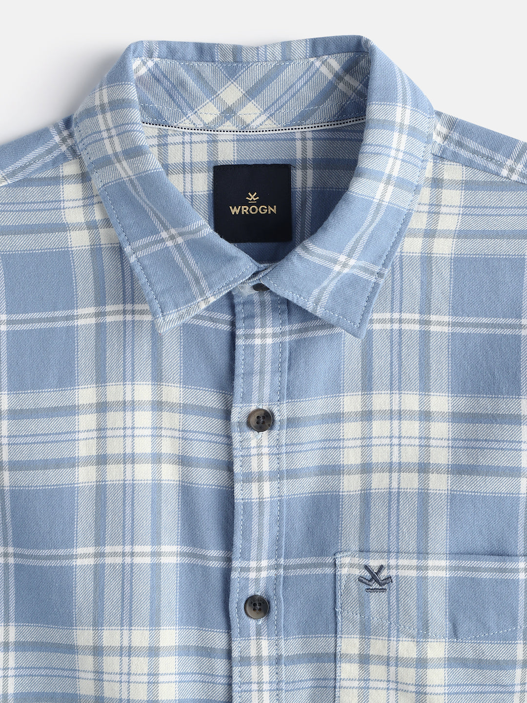 Textured Checks Cotton Shirt | Blue