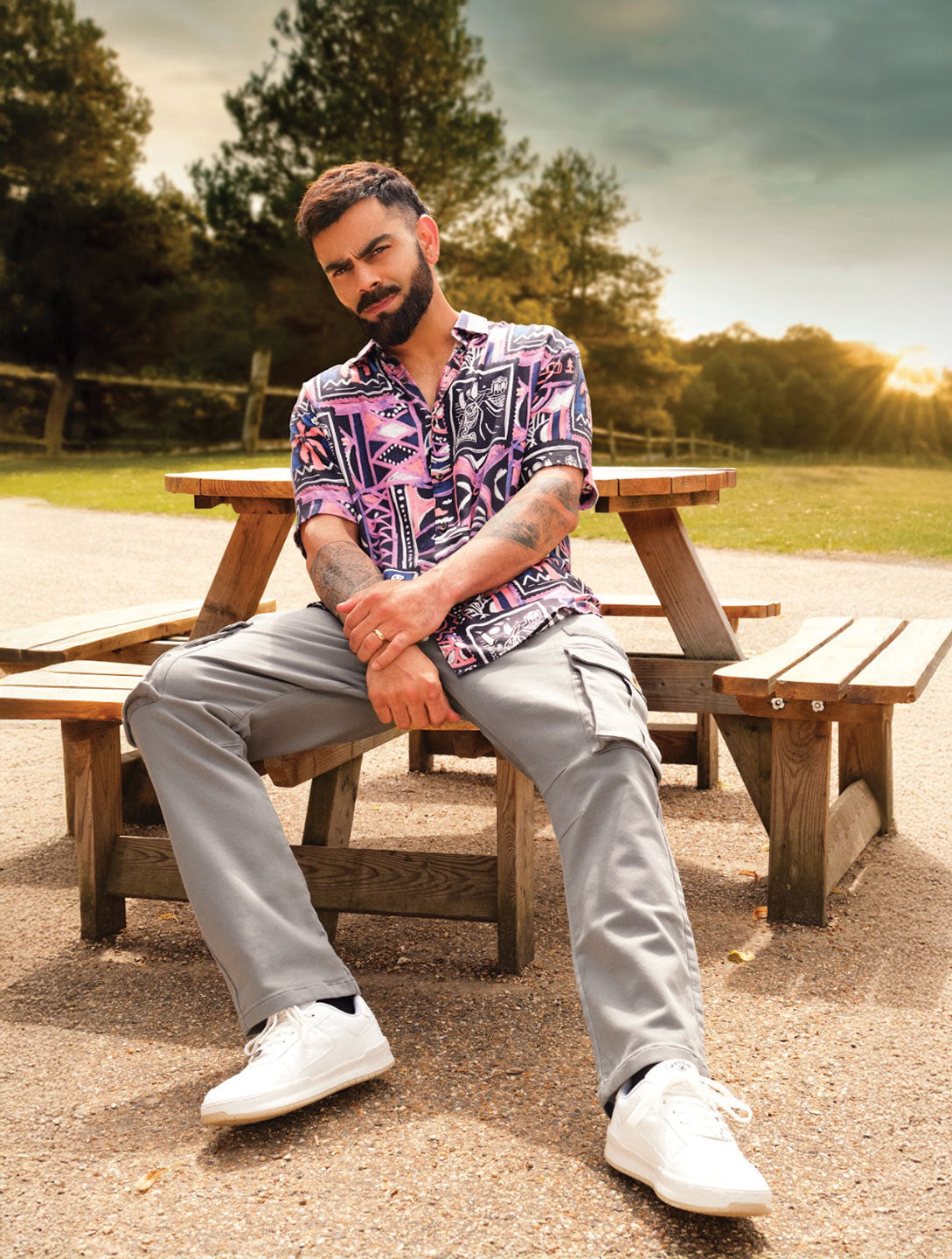 Grey Straight Fit Cargo Trousers