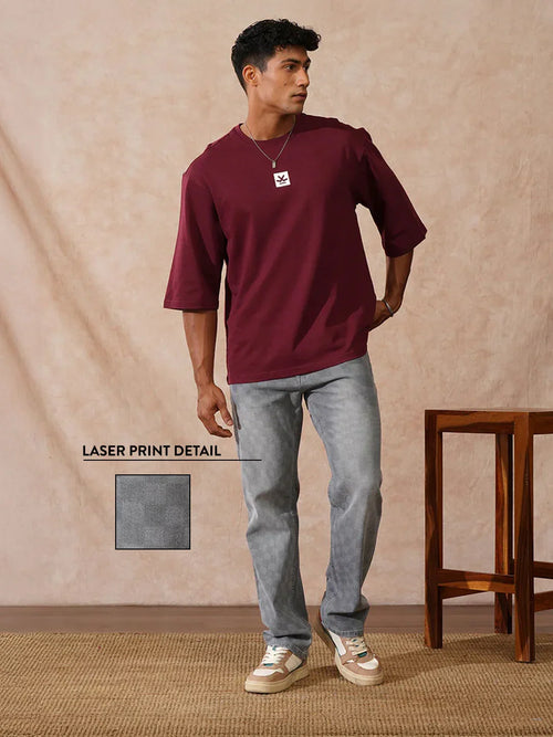 Laser Print Anti Fit Jeans | Grey