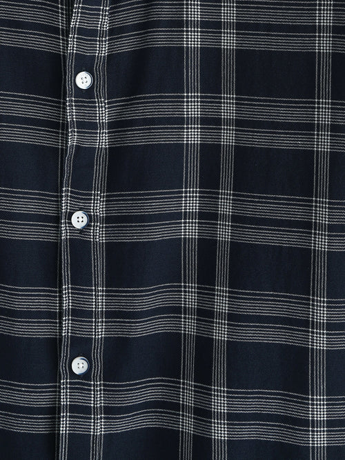 Casual Light Weight Checked Shirt | Navy Blue