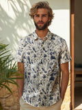 Textured Cotton Dobby AOP shirt | Navy Blue