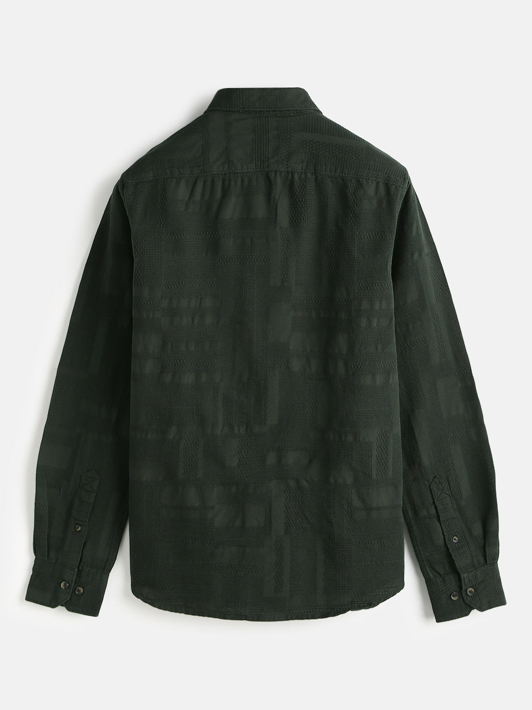 Textured Pure Cotton Shirt | Green