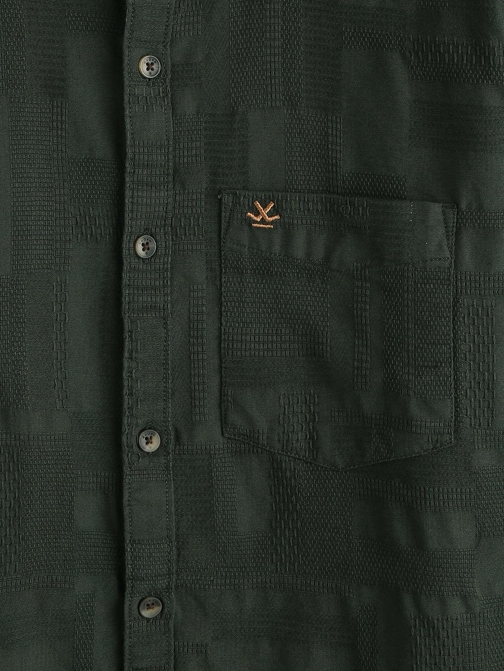 Textured Pure Cotton Shirt | Green