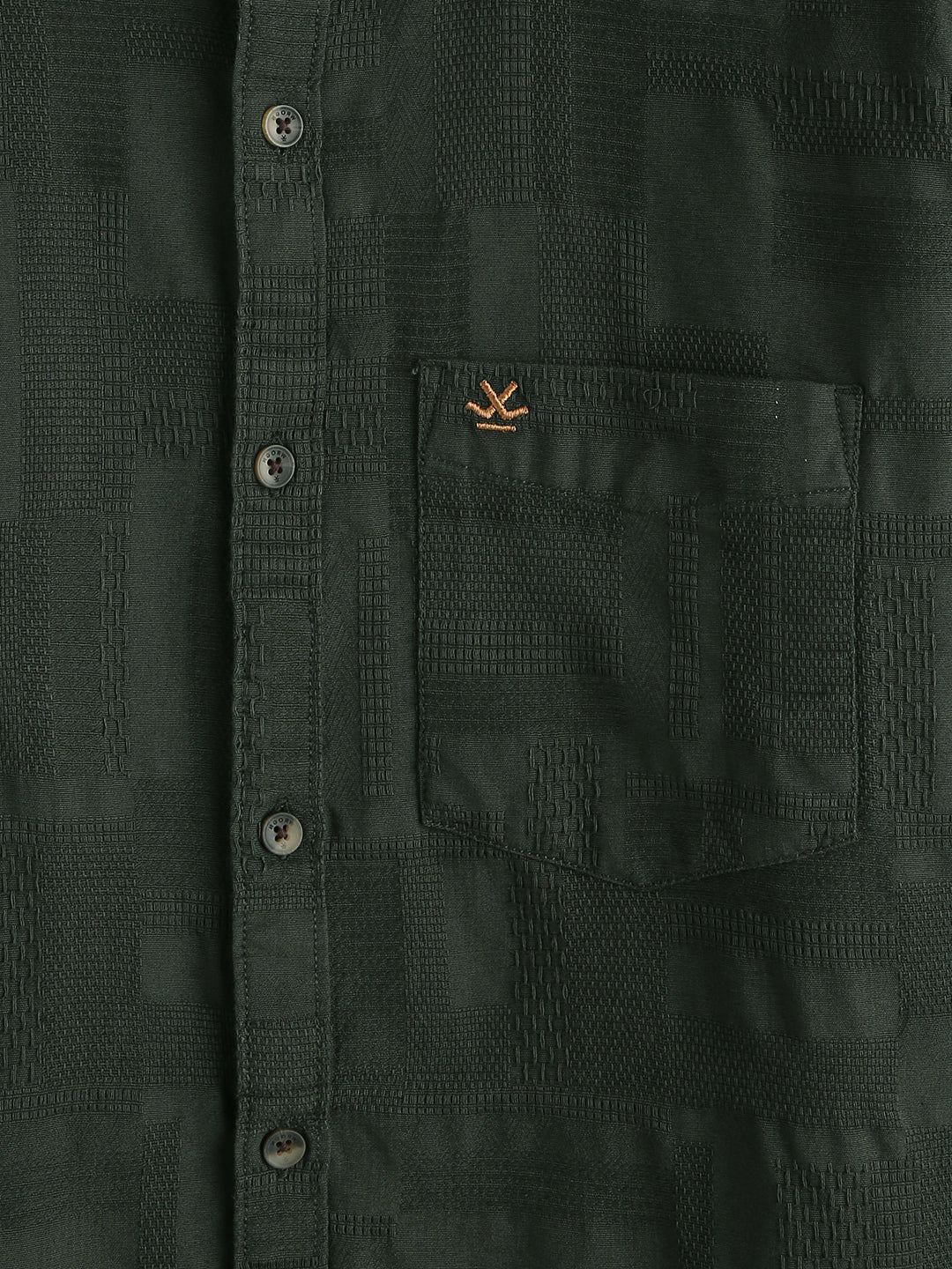 Textured Pure Cotton Shirt | Green