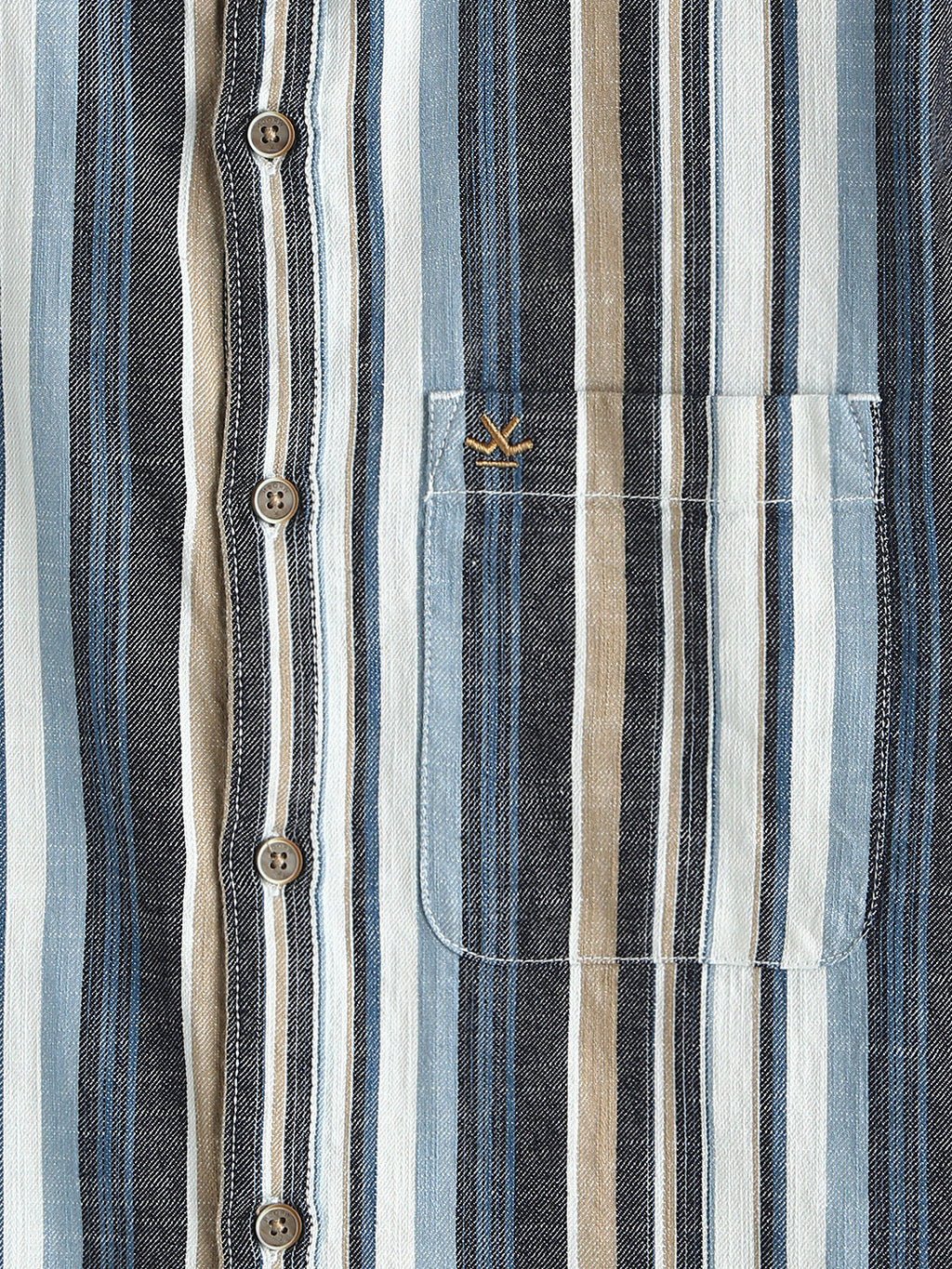Striped Cotton Slub Shirt | Brown