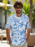 Textured Light Weight AOP Shirt | Blue