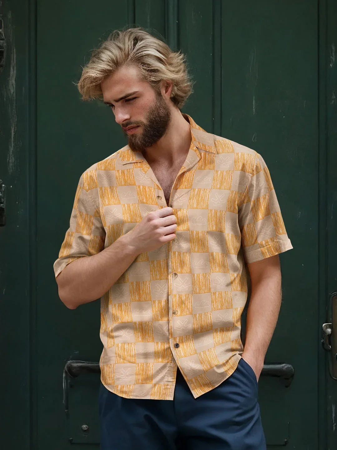 AOP Fluid Viscose Shirt | Yellow