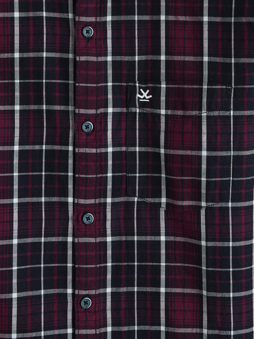 Classic Checked Cotton Shirt | Maroon