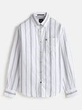 Textured Stripes Cotton Shirt | White