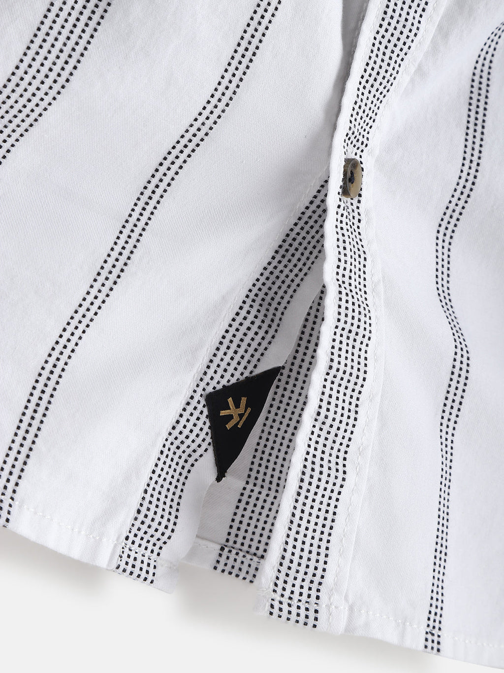 Textured Stripes Cotton Shirt | White