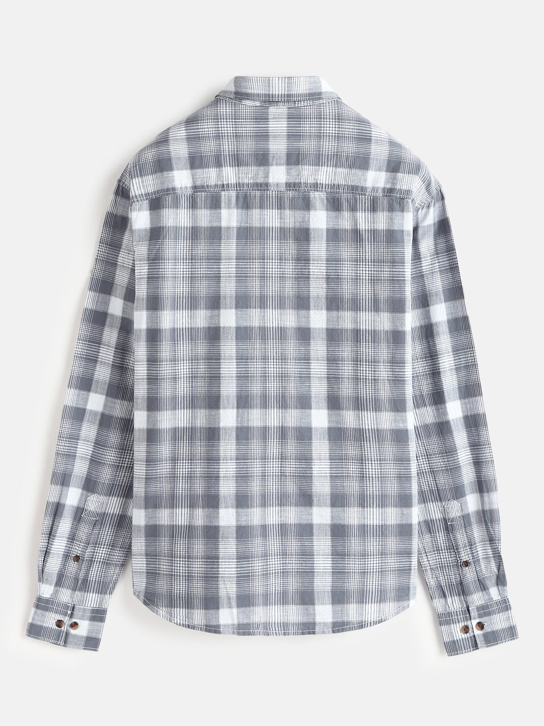 Checked Cotton Slub Shirt | Grey