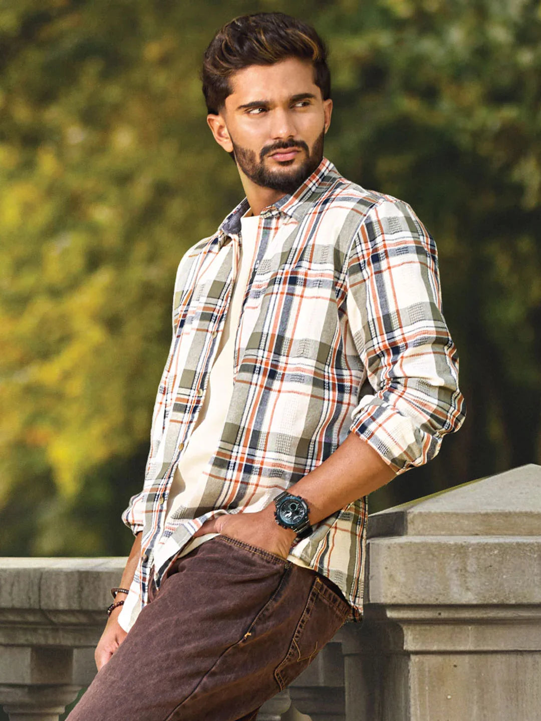 Striped Short Sleeve Textured Shirt | Green
