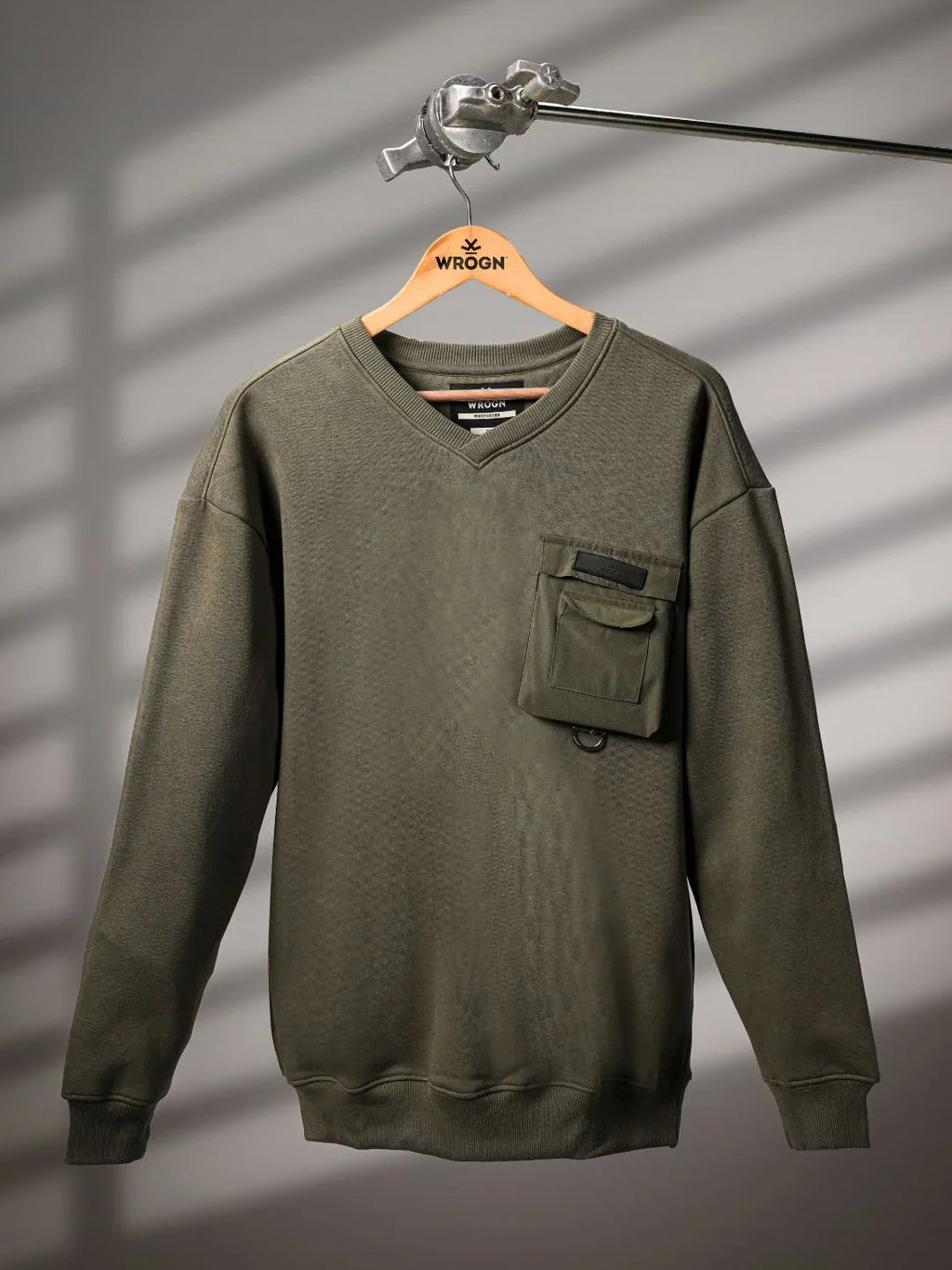 Utility Pocket Detail Casual Sweatshirt | Olive