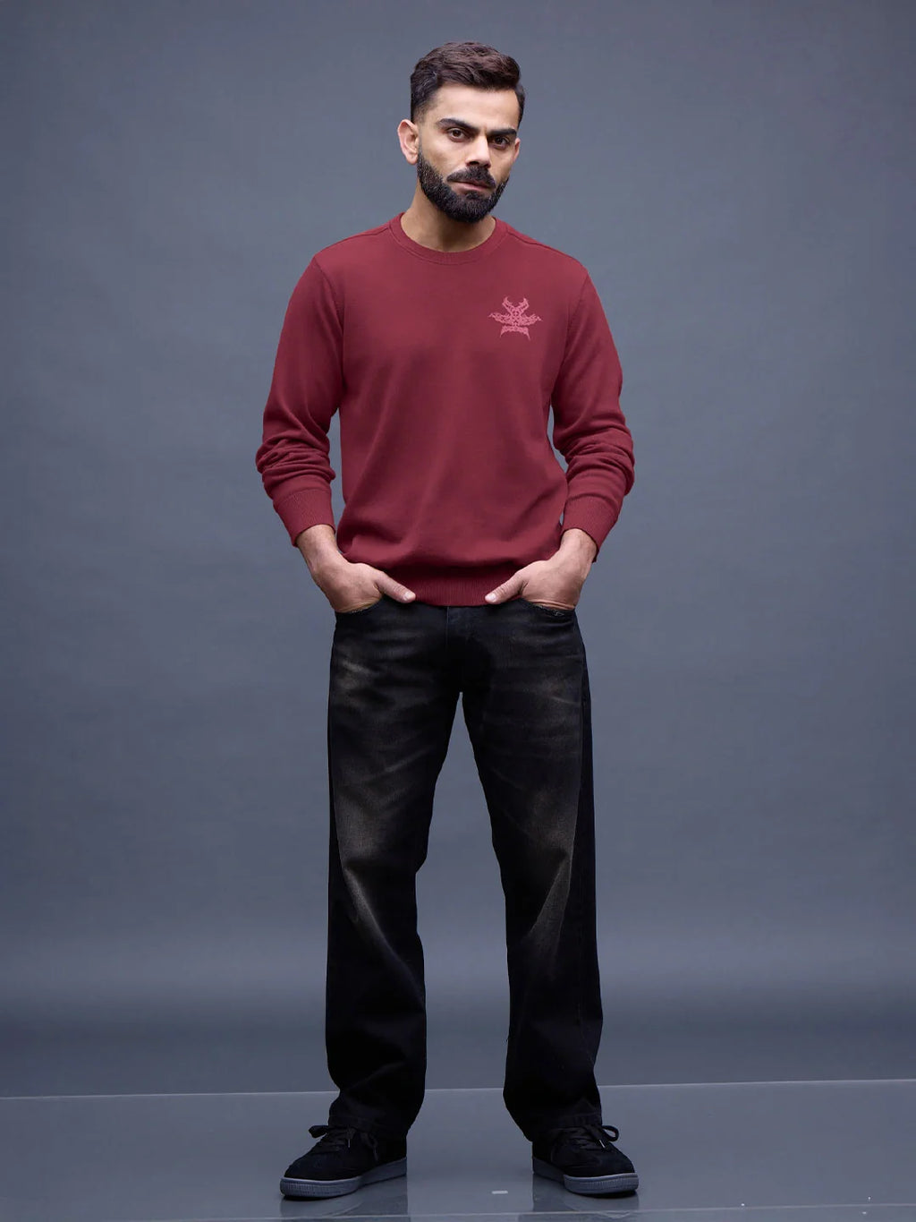 Men's Casual Comfort Fit Branded Sweatshirt | Maroon