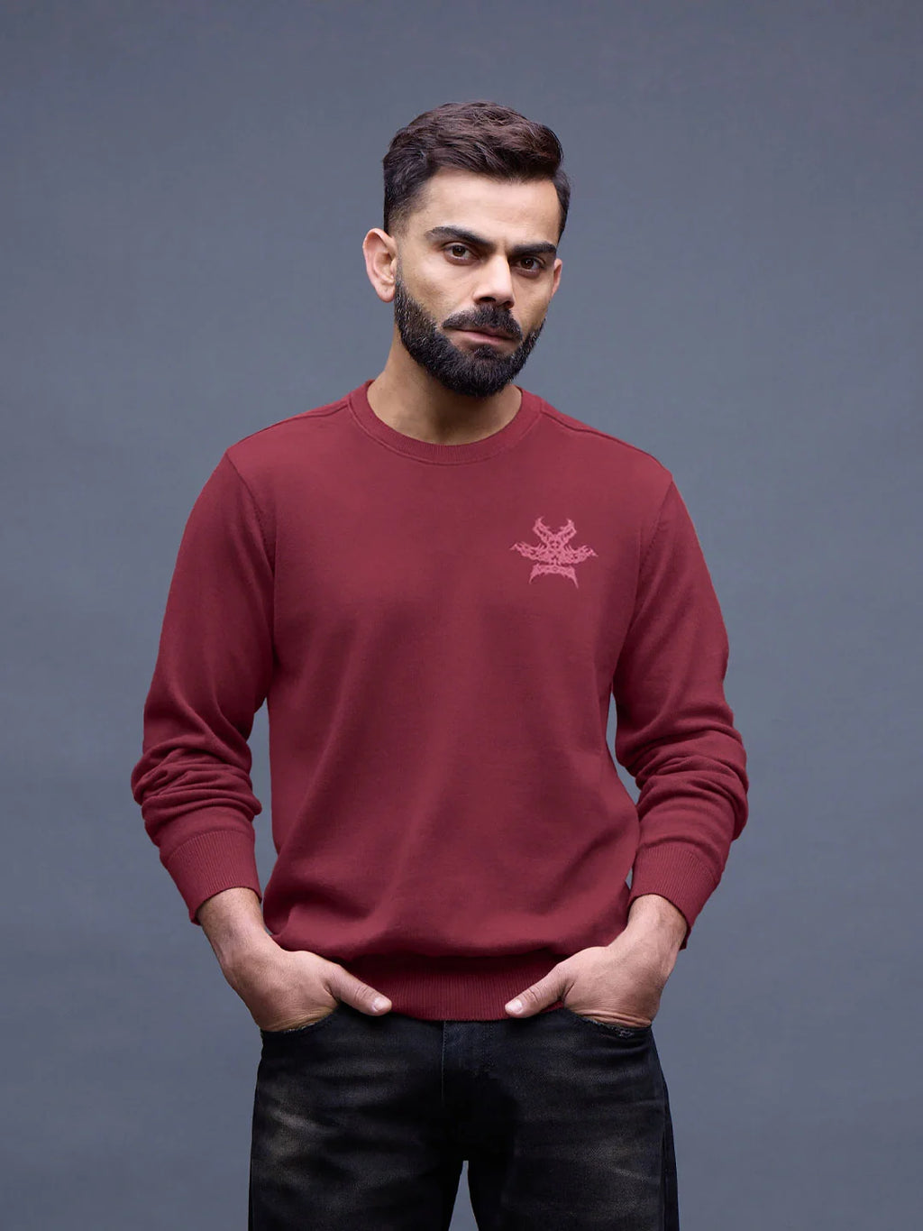 Men's Casual Comfort Fit Branded Sweatshirt | Maroon