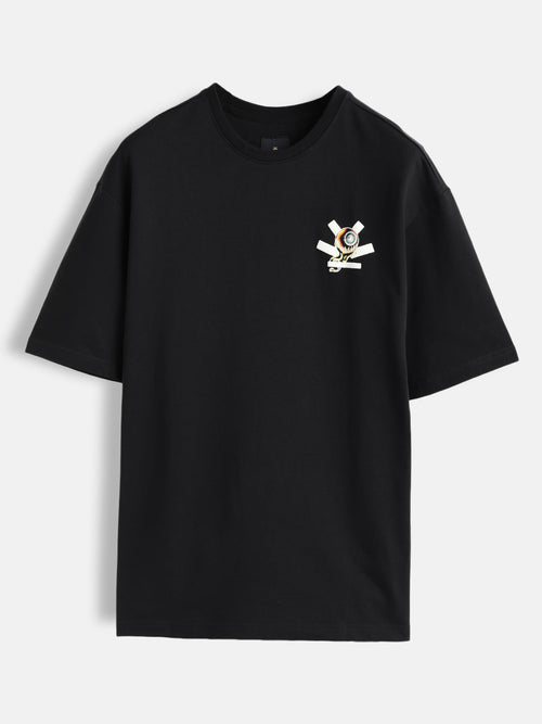 Bizarre Elements Inspired Oversized Back Print T-Shirt | Black