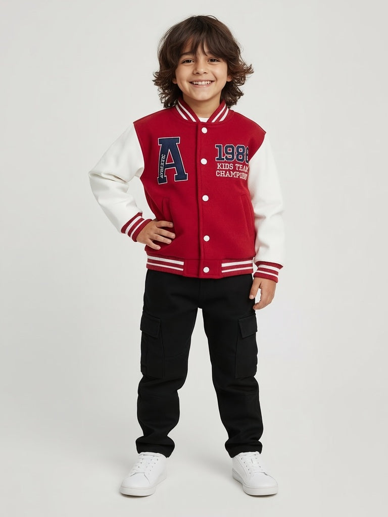 HOP Kids Red Text-Detail Jacket with a Hood