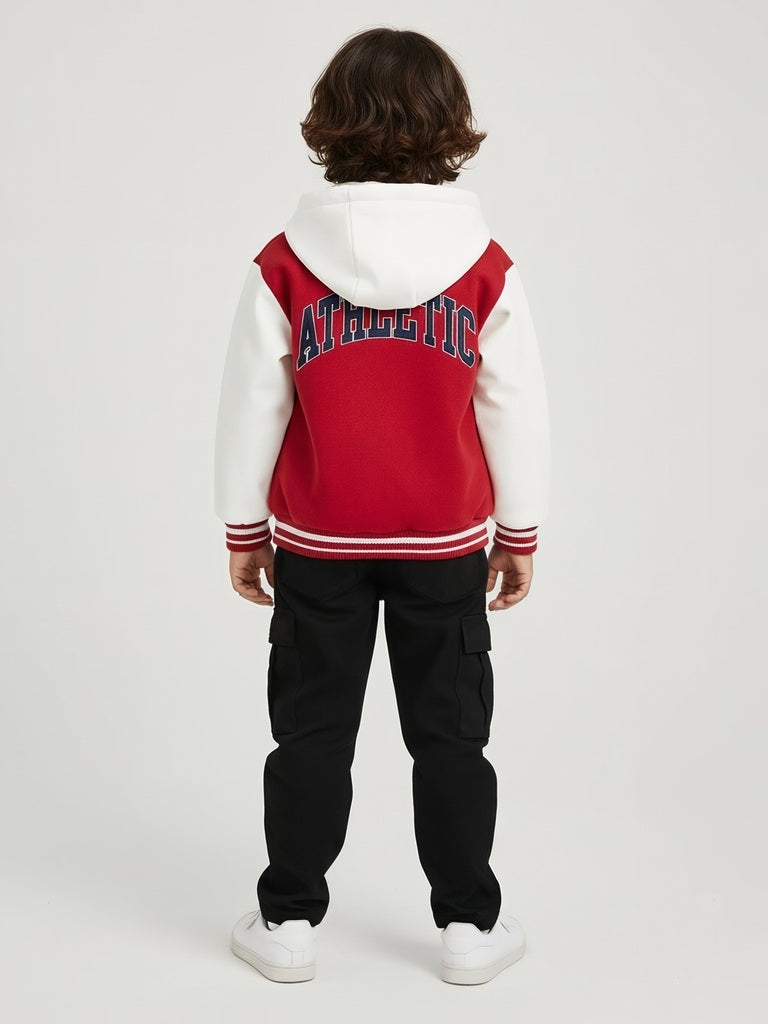 HOP Kids Red Text-Detail Jacket with a Hood