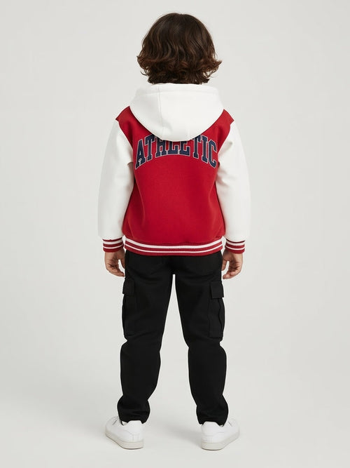 HOP Kids Red Text-Detail Jacket with a Hood