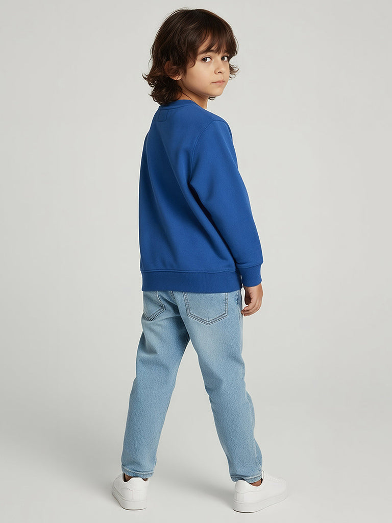 HOP Kids Navy Animal Pattern Cotton-Blend Sweatshirt
