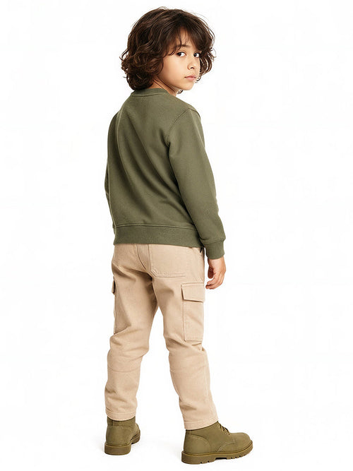 HOP Kids Olive Embroidered Cotton-Blend Sweatshirt