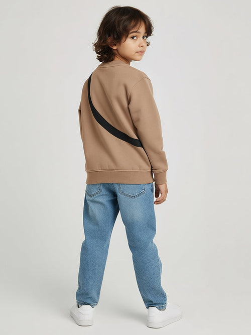 HOP Kids Brown Pouch Detailed Cotton-Blend Sweatshirt