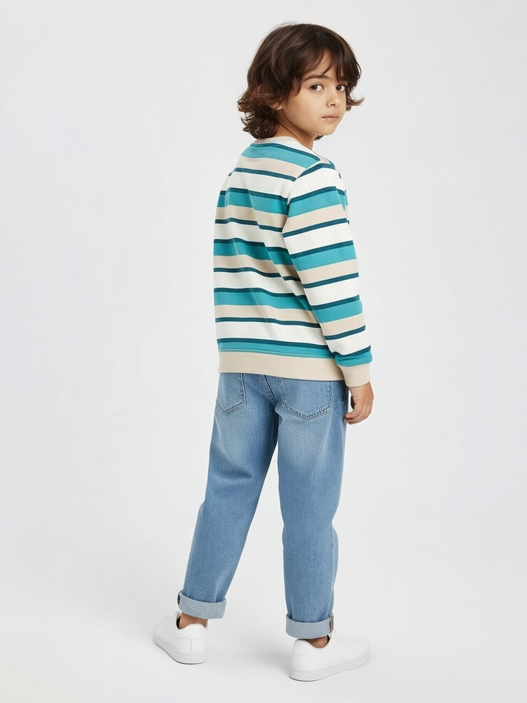 HOP Kids Multicolour Striped Cotton Sweatshirt